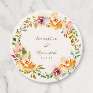 Elegant Colourful Watercolor Floral Wedding Custom Favour Tags