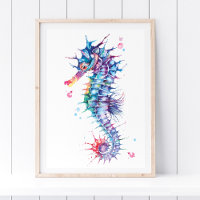 Elegant Colourful Watercolor Seahorse 
