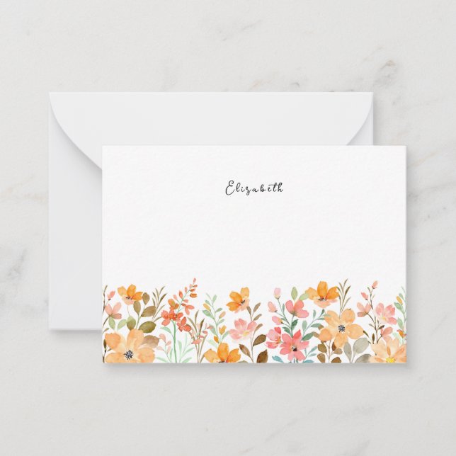 Elegant Colourful Watercolor Wildflower Floral Card (Front)
