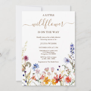 Elegant colourful wildflower baby shower invitatio invitation