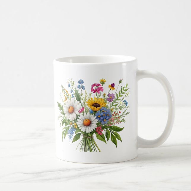 Elegant Colourful Wildflower Bouquet  Coffee Mug (Right)