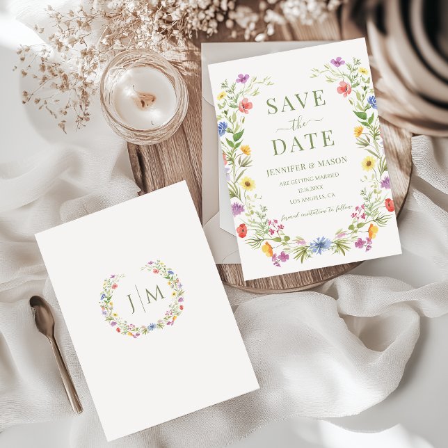 Elegant Colourful Wildflower Floral Save The Date Invitation (Creator Uploaded)
