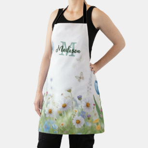 Elegant Colourful Wildflower Flower blue butterfl Apron