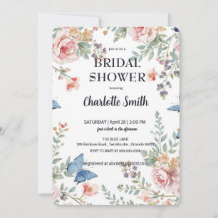 Elegant Colourful Wildflower Flower blue butterfl Save The Date