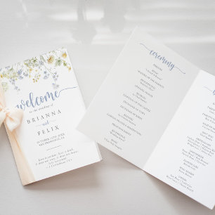Elegant Colourful Wildflower Folded Wedding Progra Program