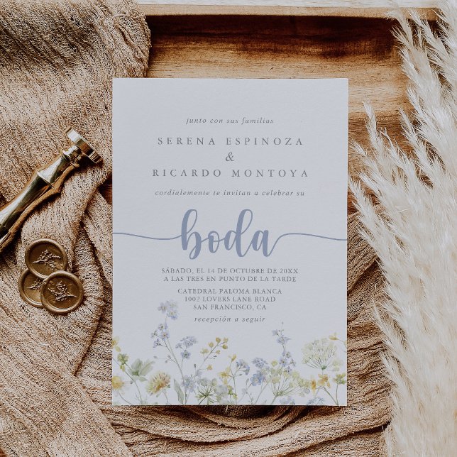 Elegant Colourful Wildflower Spanish Wedding  Invitation (Creator Uploaded)
