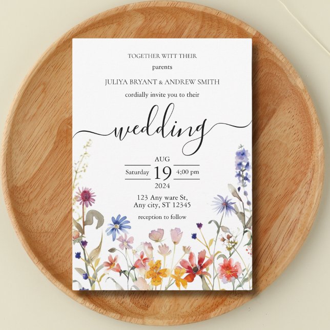 Elegant colourful wildflower  wedding invitation (Creator Uploaded)