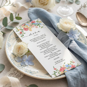 Elegant Colourful Wildflower Wedding Menu
