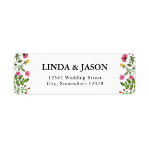 Elegant Colourful Wildflower Wedding Return Addres Address Label