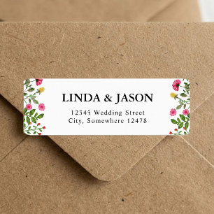 Elegant Colourful Wildflower Wedding Return Addres Address Label