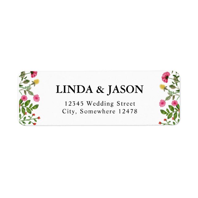 Elegant Colourful Wildflower Wedding Return Addres Return Address Label (Front)