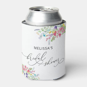 Elegant Colourful Wildflowers Bridal Shower Can Cooler