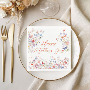 Elegant Colourful Wildflowers Happy Mother's Day Napkin
