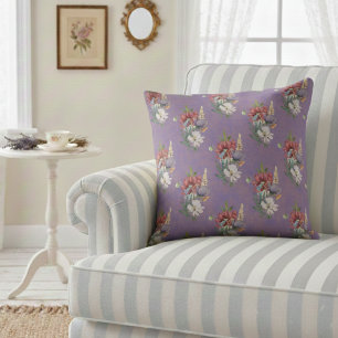 Elegant Colourful Wildflowers On Dusty Purple Cushion