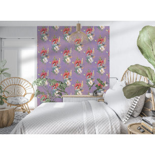 Elegant Colourful Wildflowers On Dusty Purple Wallpaper