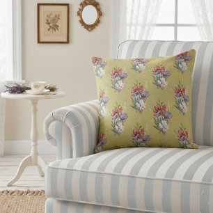 Elegant Colourful Wildflowers On Harvest Gold Cushion