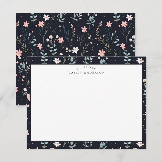 Elegant Colourful  Wildflowers Pattern Personalise Card (Front/Back)