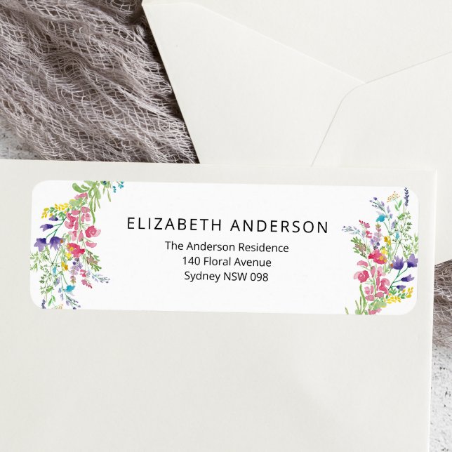 Elegant Colourful Wildflowers Return Address Label (Creator Uploaded)