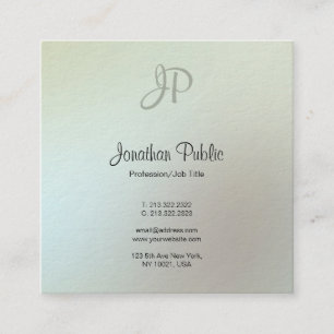 Elegant Colours Modern Monogram Script Luxury Square Business Card