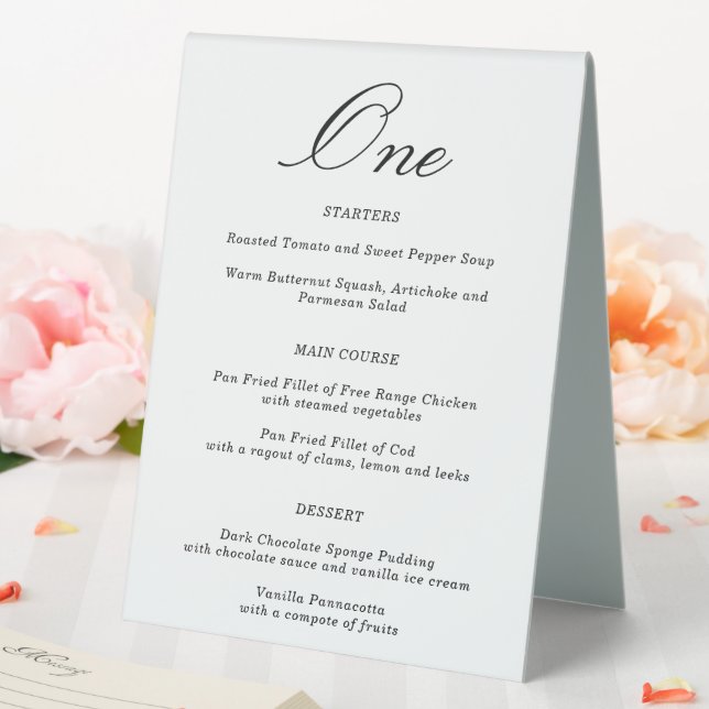 Elegant Combined Wedding Table Number & Menu | 1 (In SItu (Wedding))