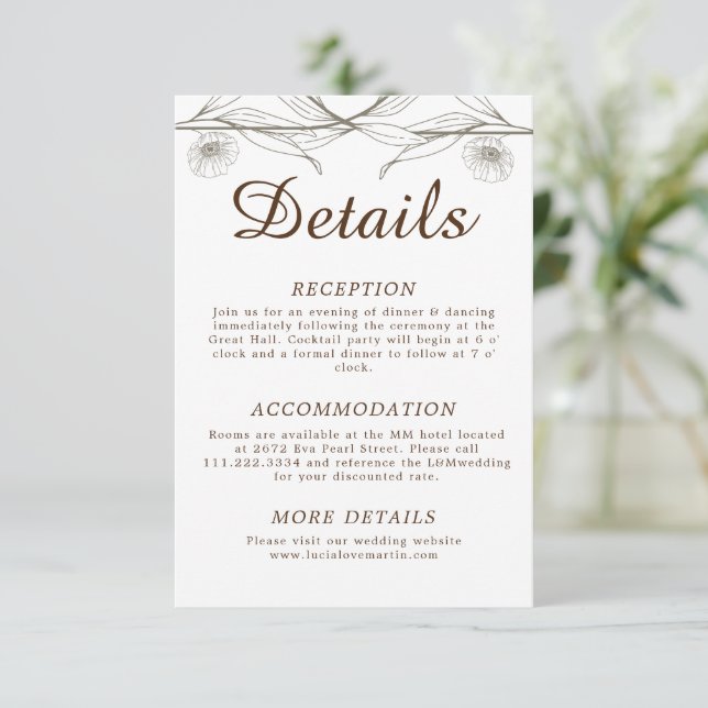 Elegant Comfort Light Green Floral Wedding Detail Enclosure Card (Standing Front)