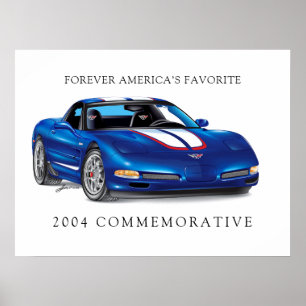 Elegant Commemorative Vette Illustration Poster