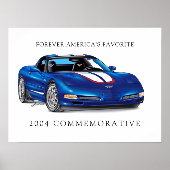 Elegant Commemorative Vette Illustration Poster (Front)