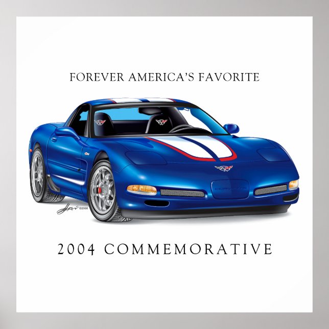Elegant Commemorative Vette Illustration Poster (Front)