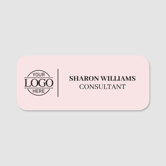 Elegant Company Business Logo Employee Magnetic Name Tag (Front)