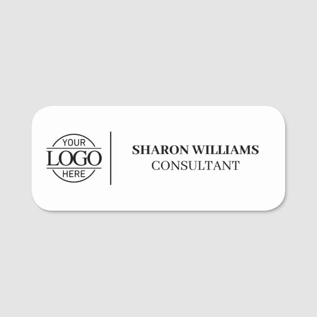 Elegant Company Business Logo Employee Magnetic Name Tag (Front)