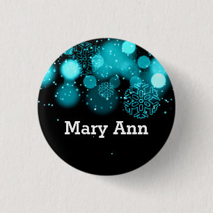 Elegant Company Christmas Name Tag Turquoise 3 Cm Round Badge