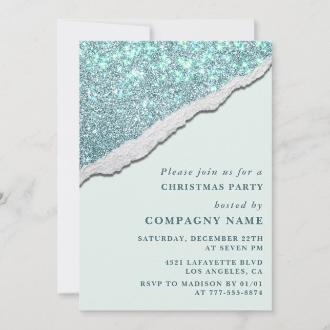 Elegant Company Christmas Party  Glam Glitter Invitation (Front)