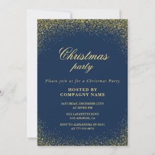 Elegant Company Christmas Party  Gold Navy Glam Invitation