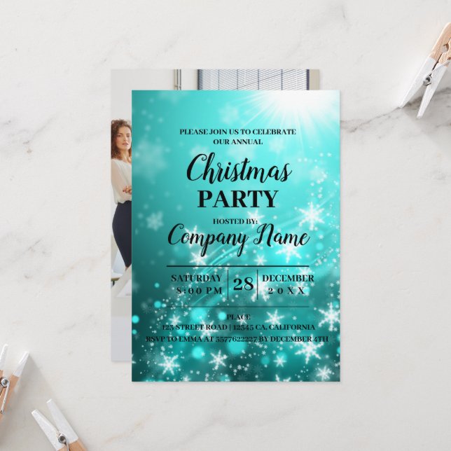 Elegant Company Cocktail Christmas Party Invitatio Invitation (Front/Back In Situ)