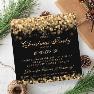 Elegant Company Corporate Christmas Party Gold Invitation