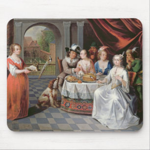Elegant company dining in an pillared hall (panel) mouse pad