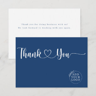 Elegant Company Logo Business Thank You Blue Colou Card