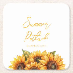 Elegant Company Summer Event Square Paper Coaster