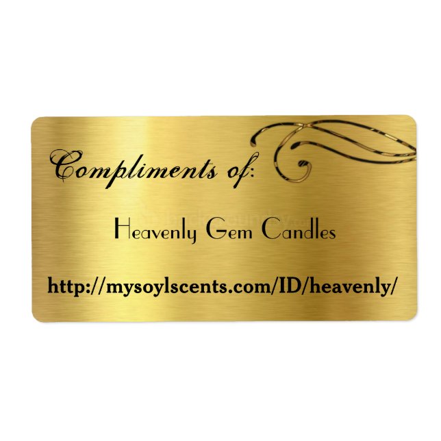 Elegant Compliments Of: Labels, Gold (Front)