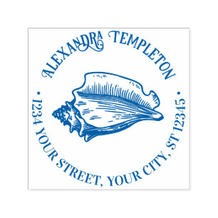 Elegant Conch Shell #2 Beachy Name Address Self-inking Stamp