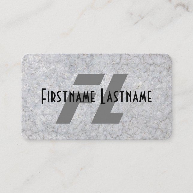 Elegant concrete initials marble stone surface business card (Front)