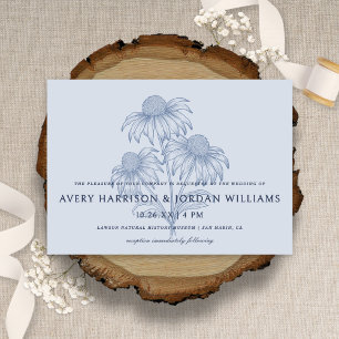 Elegant Coneflower Botanical Dusty Blue Wedding Invitation
