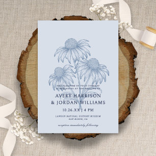 Elegant Coneflower Botanical Dusty Blue Wedding Invitation