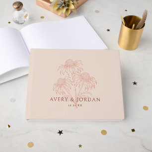 Elegant Coneflower Botanical Terracotta Wedding Guest Book