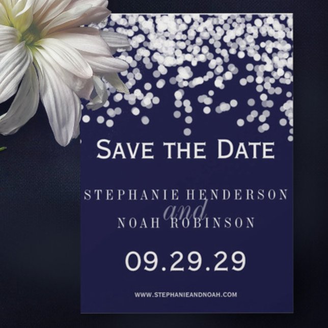 Elegant Confetti Any Colour Navy Blue Opulence Save The Date (Creator Uploaded)