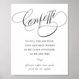 Elegant Confetti Black Calligraphy   Favour Table Poster