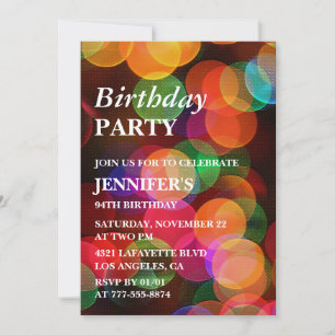 Elegant Confetti Colourful Sparkle 94th birthday Invitation