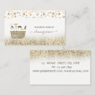 Elegant Confetti  Gold Glitter Cleaning Tools Business Card