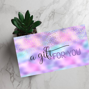 Elegant  Confetti Holographic Iridescent  Discount Card