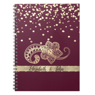 Elegant,Confetti,Lace,Gold,Paisley-Personalised Notebook
